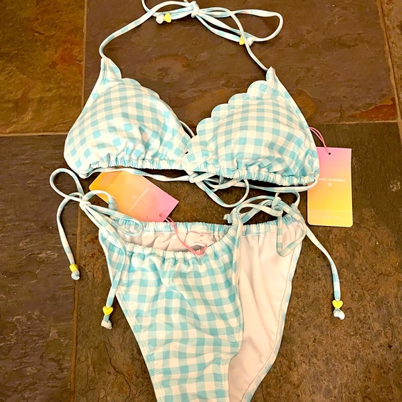 Women's Gingham Triangle Bikini Top and bottom set- Stoney Clover Lane X Target - Picture 1 of 2